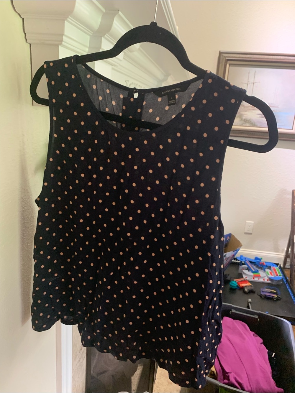 Banana Republic Black Sleeveless Polka Dot Camisole
